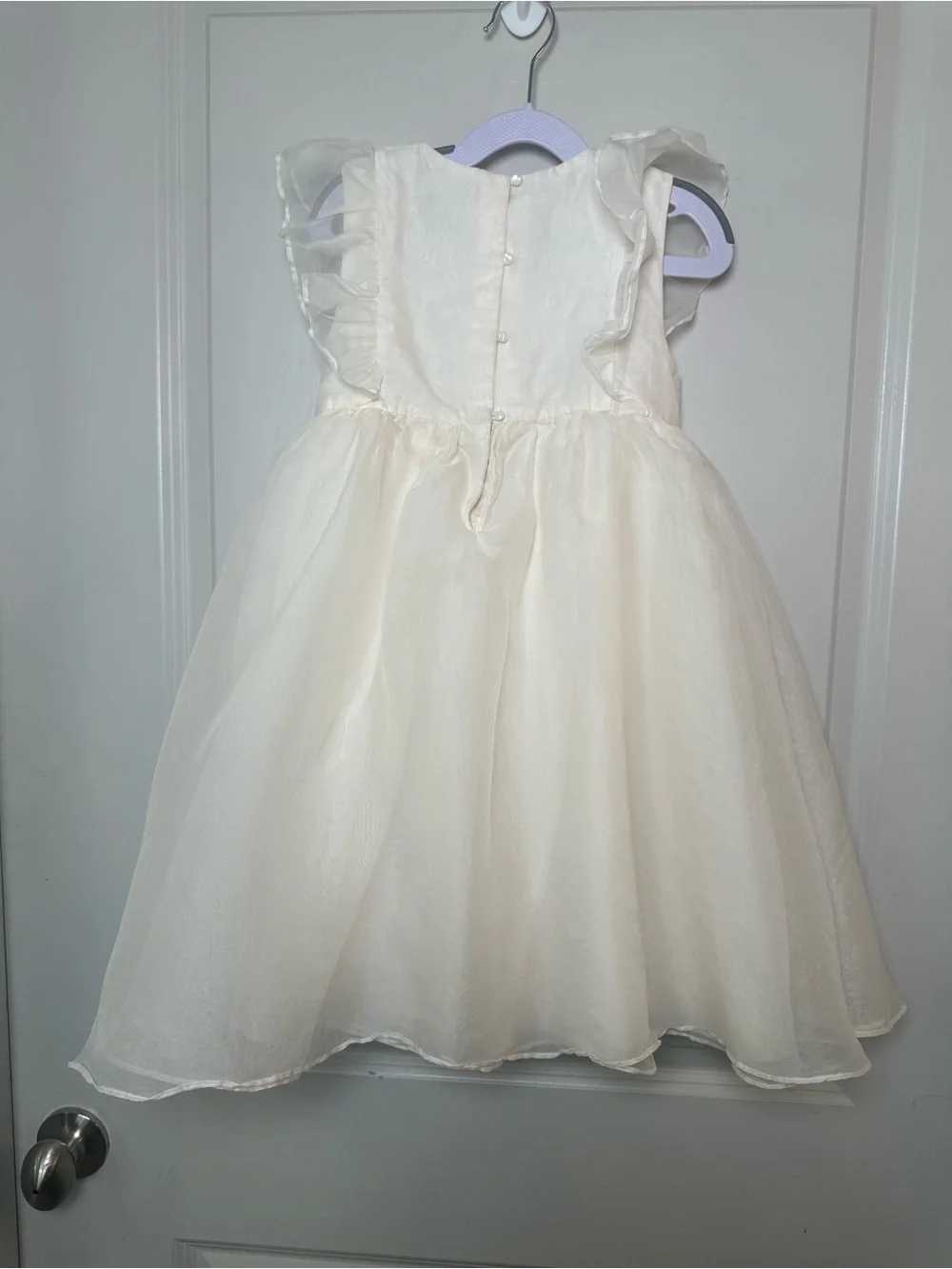 Polo Ralph Lauren Smocked Mulberry Silk Flutter Sleeve Cream Luxury Dress, 6X